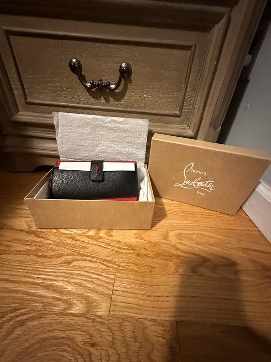 Christian Louboutin Other - Christian Louboutin Black and Red Leather Card Holder Wallet